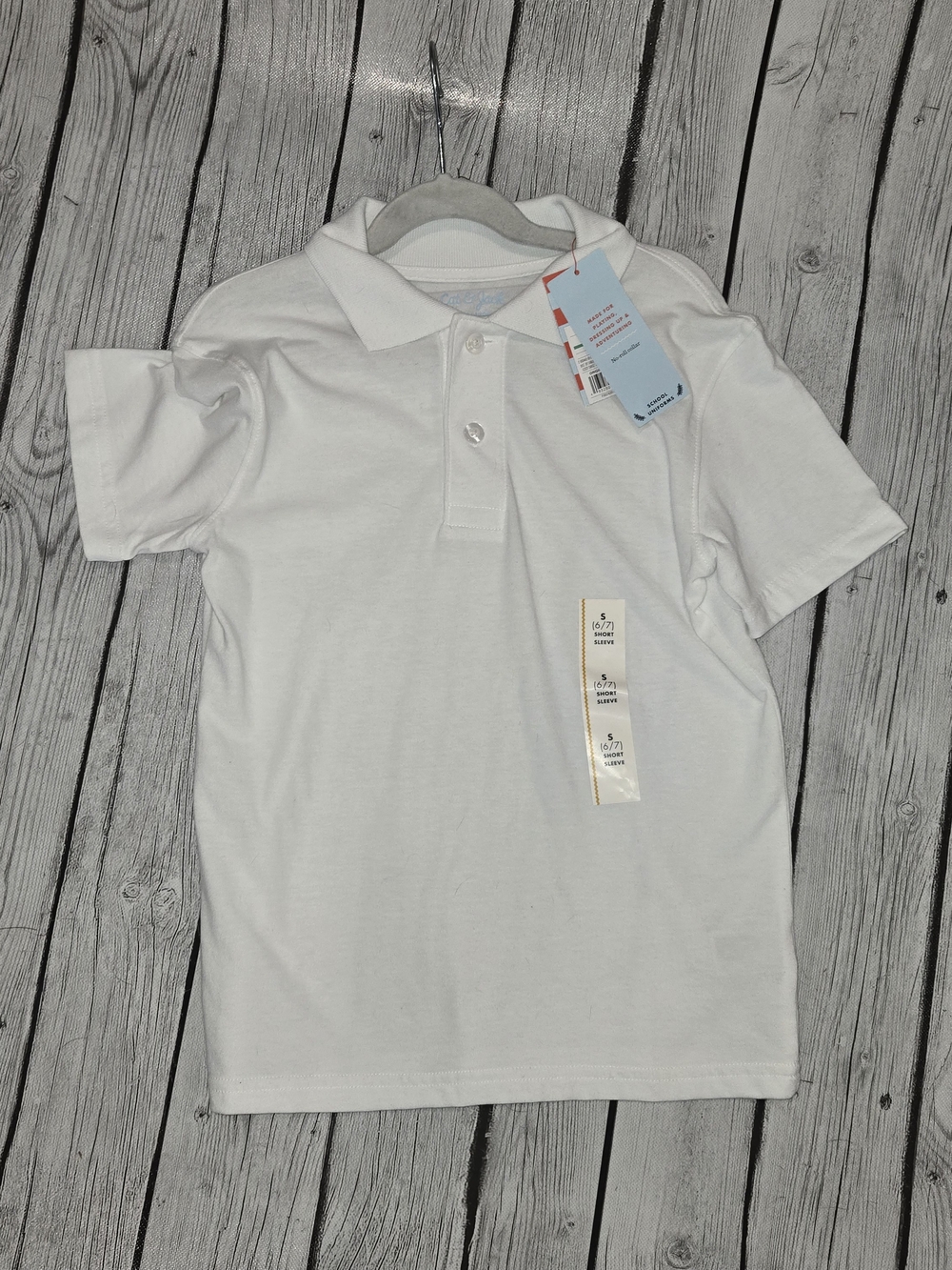 NWT Cat & Jack White Polo Shirt for Kids Small 6/7